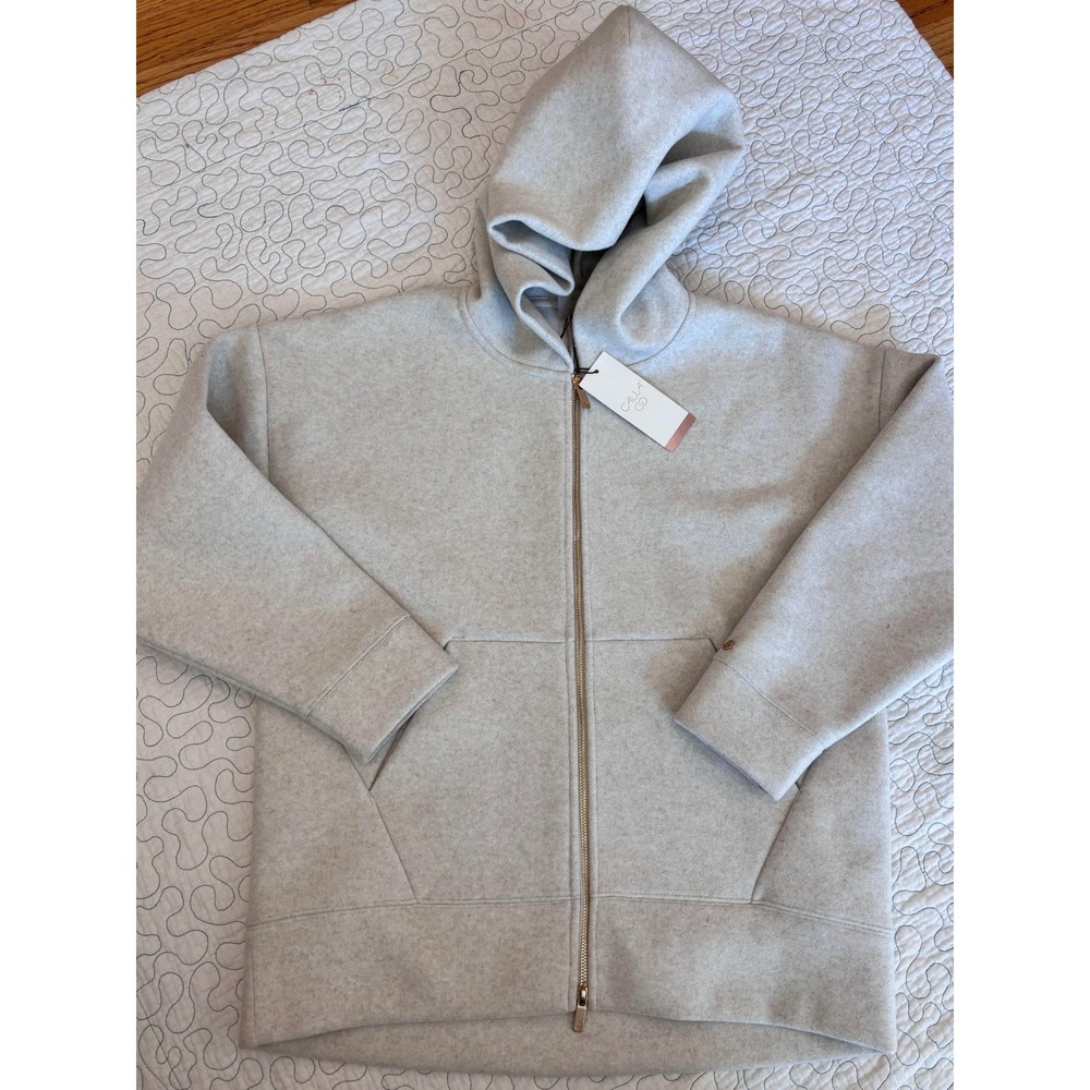 Calia Lux Structured Hoodie Cream Heather Rose Gold Full Zip Sweatshirt Size XS